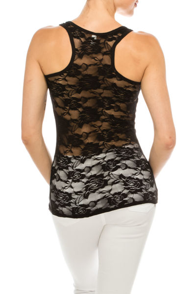 Picture of 2x1 RACERBACK WITH FLORAL BACK LACE TANK TOP (S-M-L-XL)