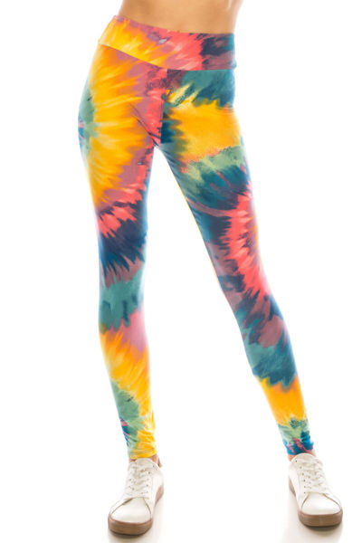 Picture of 3" High Waistband Yoga Pants - TIE DYE PRINT / PLUS SIZE